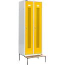 Schäfer Shop Select Taquilla, con banco, 2 compartimentos, 300 mm, cerradura de cilindro, puerta amarillo colza