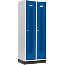 Schäfer Shop Select Taquilla, con franjas perforadas, 2 compartimentos, 400 mm, con zócalo, cerradura de cilindro, puerta azul genciana