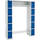 Schäfer Shop Select Taquilla consigna, con estante para sombreros y barra perchero, 2 x 5 compartimentos, An 1735 x P 500 x Al 1950 mm, gris luminoso/azul genciana