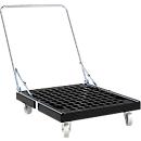 Schäfer Shop Select Transportroller BASICline, bis 500 kg, klappbarer Schiebebügel, L 815 x B 724 x H 192 mm, Recycling-HDPE, schwarz