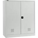 Schäfer Shop Select Umweltschrank, B 1200 x T 500 x H 1585 mm, 2 Wannen à 23 Liter + WHG‑Wanne 14 Liter, lichtgrau
