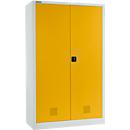 Schäfer Shop Select Umweltschrank, B 1200 x T 500 x H 1935 mm, 4 WHG-Wannen à 14 Liter, lichtgrau/goldgelb
