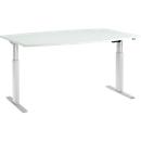 Schäfer Shop Select Vergadertafel ERGO-T, T-poot, bootvorm, eentraps elektrisch verstelbaar, b 2000 x h 715-1182 mm, lichtgrijs 