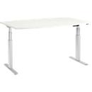 Schäfer Shop Select Vergadertafel ERGO-T, T-poot, bootvorm, tweetraps elektr. in hoogte verstelbaar, B 2000 x H 645-1305 mm, wit 