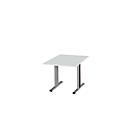 Schäfer Shop Select Vergadertafel Planova, Aanbouwtafel, 1000 x 1000 mm, lichtgrijs, accentlijst bordeauxpaars 