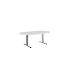 Schäfer Shop Select Vergadertafel Planova, ovaal, 2000 x 1000 mm, lichtgrijs, accentlijst bordeauxpaars 