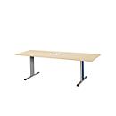 Schäfer Shop Select Vergadertafel Planova, rechthoekig incl. netbox, 2000 x 800 mm, esdoornpatroon, accentlijst gentiaanblauw