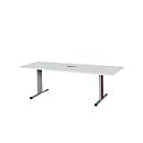 Schäfer Shop Select Vergadertafel Planova, rechthoekig incl. netbox, 2000 x 800 mm, lichtgrijs, accentlijst bordeauxpaars