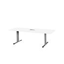 Schäfer Shop Select Vergadertafel Planova, rechthoekig incl. netbox, 2000 x 800 mm, wit, accentlijst blank aluminium