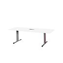 Schäfer Shop Select Vergadertafel Planova, rechthoekig incl. netbox, 2000 x 800 mm, wit, accentlijst bordeauxpaars