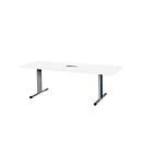 Schäfer Shop Select Vergadertafel Planova, rechthoekig incl. netbox, 2000 x 800 mm, wit, accentlijst gentiaanblauw