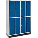 Schäfer Shop Select Vestiaire, 4 x 2 compartiments, sur socle, serrure à came batteuse, porte bleu gentiane
