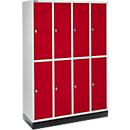 Schäfer Shop Select Vestiaire, 4 x 2 compartiments, sur socle, serrure à came batteuse, porte rouge rubis