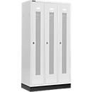 Schäfer Shop Select Vestiaire, à bandes perforées, 3 compartiments, 300 mm, sur socle, serrure à came batteuse, porte gris clair