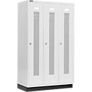 Schäfer Shop Select Vestiaire à bandes perforées, 3 compartiments, 400 mm, sur socle, serrure à came batteuse, porte gris clair