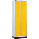 Schäfer Shop Select Vestiaire, avec 2 compartiments, sur socle, serrure à cylindre, gris clair/jaune