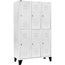 Schäfer Shop Select Vestiaire, avec 3 x 2 compartiments, 400 mm, sur pieds, serrure à came batteuse, porte gris clair