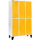Schäfer Shop Select Vestiaire, avec 3 x 2 compartiments, 400 mm, sur pieds, serrure à came batteuse, porte jaune colza