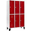 Schäfer Shop Select Vestiaire, avec 3 x 2 compartiments, 400 mm, sur pieds, serrure à came batteuse, porte rouge rubis