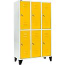 Schäfer Shop Select Vestiaire, avec 3 x 2 compartiments, 400 mm, sur pieds, serrure à cylindre, porte jaune colza