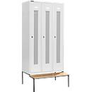 Schäfer Shop Select Vestiaire, avec banc, 3 compartiments, 300 mm, serrure à came batteuse, porte gris clair