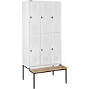 Schäfer Shop Select Vestiaire, avec banc, 3 x 2 compartiments, 300 mm, serrure à came batteuse, porte gris clair