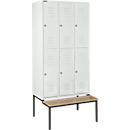 Schäfer Shop Select Vestiaire, avec banc, 3 x 2 compartiments, 300 mm, serrure à cylindre. Porte gris clair