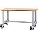 Schäfer Shop Select Werkbank, verrijdbaar, B 1500 x D 700 x H 835 mm, blank alu