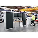 Schäfer Shop Select Werkstatt Schranksystem, B 3100 x T 700 x H 2345 mm, Multiplexplatte, weißaluminium RAL 9006/anthrazitgrau RAL 7016