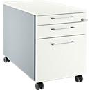Schäfer Shop Select Wheeled file cabinet 126, with square handle, aluminium white/aluminium white/white