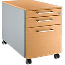 Schäfer Shop Select Wheeled file cabinet 126, with square handle, white aluminium/white aluminium/beech finish