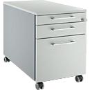 Schäfer Shop Select Wheeled file cabinet 126, with square handle, white/light grey/light grey aluminium