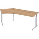 Schäfer Shop Select Winkelschreibtisch COMBITEC, 135° Winkel links, C-Fuß, B 2165 x T 800/800 x H 677-817 mm, Kirsche Romana/weißalu