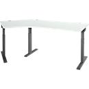 Schäfer Shop Select Winkelschreibtisch ERGO-T 2.0, 135° Winkel, Ansatz links, T-Fuß, B 2165 x T 800 x H 675-895 mm, lichtgrau/anthrazit 