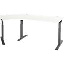 Schäfer Shop Select Winkelschreibtisch ERGO-T 2.0, 135° Winkel, Ansatz links, T-Fuß, B 2165 x T 800 x H 675-895 mm, weiß/anthrazit