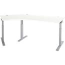 Schäfer Shop Select Winkelschreibtisch ERGO-T 2.0, 135° Winkel, Ansatz links, T-Fuß, B 2165 x T 800 x H 675-895 mm, weiß/weißalu