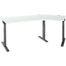 Schäfer Shop Select Winkelschreibtisch ERGO-T 2.0, 135° Winkel, Ansatz rechts, T-Fuß, B 2165 x T 800 x H 675-895 mm, lichtgrau/anthrazit