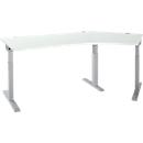Schäfer Shop Select Winkelschreibtisch ERGO-T 2.0, 135° Winkel, Ansatz rechts, T-Fuß, B 2165 x T 800 x H 675-895 mm, lichtgrau/weißalu 