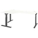 Schäfer Shop Select Winkelschreibtisch ERGO-T 2.0, 90° Winkel, Ansatz links, T-Fuß, B 2000 x T 1200/800 x H 675-895 mm, weiß/anthrazit 