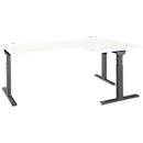 Schäfer Shop Select Winkelschreibtisch ERGO-T 2.0, 90° Winkel, Ansatz rechts, T-Fuß, B 2000 x T 1200/800 x H 675-895 mm, weiß/anthrazit