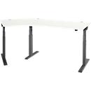 Schäfer Shop Select Winkelschreibtisch ERGO-T 2.0, elektrisch höhenverstellbar, 135° Winkel links, T-Fuß, B 2000 mm, weiß/anthrazit