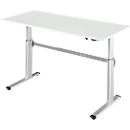 Schäfer Shop Select work table, electrically height-adjustable, rectangular, C-foot, W 1600 x D 800 x H 725-1185 mm, light gray/white aluminum 