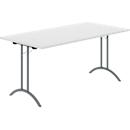 Schäfer Shop Table pliante Select, rectangle, piétement en double T, ferrure spéciale de pliage &amp; compensation au sol, L 1600 x P 800 x H 720 mm, gris clair/anthracite