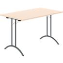 Schäfer Shop Table pliante Select, rectangulaire, piétement en double T, ferrure spéciale de pliage &amp; compensation au sol, L 1200 x P 700 x H 720 mm, décor érable/anthracite