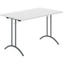 Schäfer Shop Table pliante Select, rectangulaire, piétement en double T, ferrure spéciale de pliage &amp; compensation au sol, L 1200 x P 700 x H 720 mm, gris clair/anthracite
