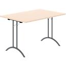 Schäfer Shop Table pliante Select, rectangulaire, piétement en double T, ferrure spéciale de pliage &amp; compensation au sol, L 1200 x P 800 x H 720 mm, décor érable/anthracite