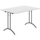 Schäfer Shop Table pliante Select, rectangulaire, piétement en double T, ferrure spéciale de pliage &amp; compensation au sol, L 1200 x P 800 x H 720 mm, gris clair/anthracite