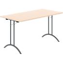 Schäfer Shop Table pliante Select, rectangulaire, piétement en double T, ferrure spéciale de pliage &amp; compensation au sol, L 1400 x P 700 x H 720 mm, décor érable/anthracite