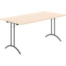Schäfer Shop Table pliante Select, rectangulaire, piétement en double T, ferrure spéciale de pliage &amp; compensation au sol, L 1600 x P 800 x H 720 mm, décor érable/anthracite