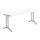 Schäfer Shop Table pliante Select, rectangulaire, piétement en double T, ferrure spéciale de pliage &amp; compensation au sol, L 1800 x P 800 x H 720 mm, blanc/anthracite
